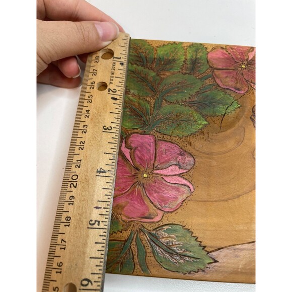 HAND PAINTED wood vintage horse PONY WITH WILD FLOWERS wall decor SIGNED - Picture 8 of 8